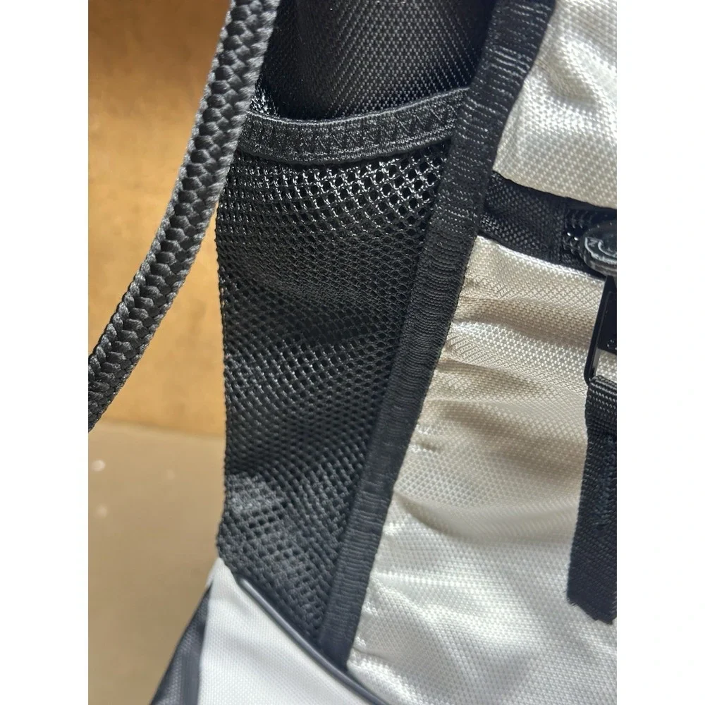 Adidas Sports Drawstring Bag Zipper Pockets Black & White 16